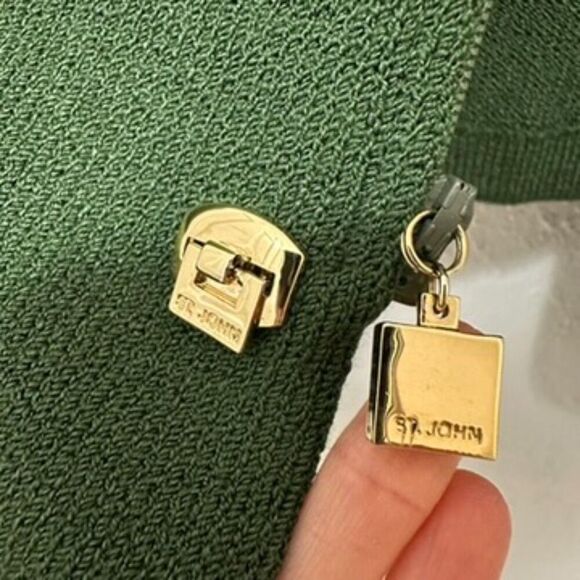 St. John Collection Green Zip Santana Knit Jacket Size 2 - Picture 11 of 15